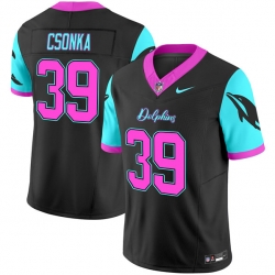 Men Miami Dolphins 39 Larry Csonka Black F U S E  Miami Vice Vapor Limited Stitched Football Jersey