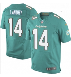 Mens Nike Miami Dolphins 14 Jarvis Landry Elite Aqua Green Team Color NFL Jersey