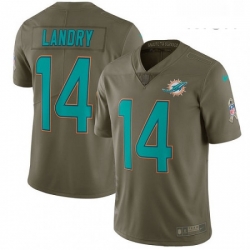 Mens Nike Miami Dolphins 14 Jarvis Landry Limited Olive 2017 Salute to Service NFL Jersey