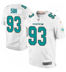 Mens Nike Miami Dolphins 93 Ndamukong Suh Elite White NFL Jersey