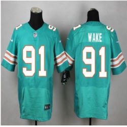 New Miami Dolphins #91 Cameron Wake Aqua Green Alternate Mens Stitched NFL Elite Jersey