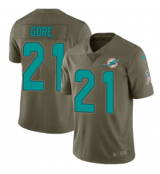 Nike Dolphins #21 Frank Gore Olive Mens Stitched NFL Limited 2017 Salute To Service Jersey