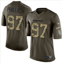 Nike Miami Dolphins #97 Jordan Phillips Green Men 27s Stitched NFL Limited Salute to Service Jersey