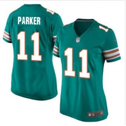 Women New Miami Dolphins #11 DeVante Parker Aqua Green Alternate Stitched NFL Elite Jersey