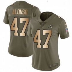 Womens Nike Miami Dolphins 47 Kiko Alonso Limited OliveGold 2017 Salute to Service NFL Jersey