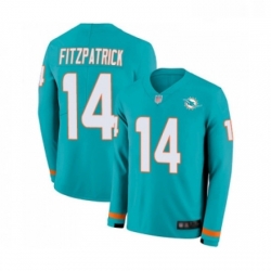 Youth Miami Dolphins 14 Ryan Fitzpatrick Limited Aqua Therma Long Sleeve Football Jersey