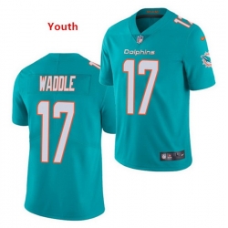 Youth Miami Dolphins 17 Jaylen Waddle Aqua 2021 Vapor Untouchable Limited Stitched Jersey