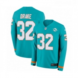 Youth Nike Miami Dolphins 32 Kenyan Drake Limited Aqua Therma Long Sleeve NFL Jersey