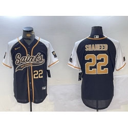 Men New Orleans Saints 22 Rashid Shaheed BlackWhite 1987 Legacy Cool Base Stitched Baseball Jersey