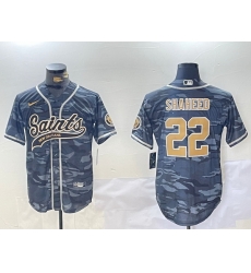 Men New Orleans Saints 22 Rashid Shaheed Grey Camo With Patch Cool Base Stitched Baseball Jersey