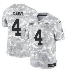 Men New Orleans Saints 4 Derek Carr 2024 F U S E Arctic Camo Salute To Service Limited Stitched Football Jersey