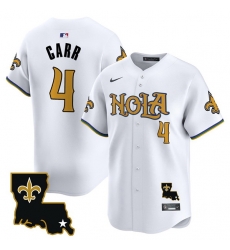 Men New Orleans Saints 4 Derek Carr White Cool Base Stitched Baseball Jersey