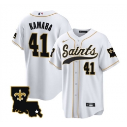 Men New Orleans Saints 41 Alvin Kamara White 1987 Legacy Cool Base Stitched Baseball Jersey