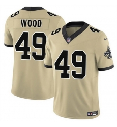 Men New Orleans Saints 49 Zach Wood Gold 2025 F U S E  Alternate Vapor Limited Stitched Football Jersey Men New Orleans Saints 49 Zach Wood Gold 2025 F U S E  Alternate Vapor Limited Stitched Football Jersey