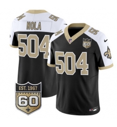 Men New Orleans Saints  504 Nola Black Alternate F U S E  60th Anniversary Patch Vapor Limited Stitched Football Jersey