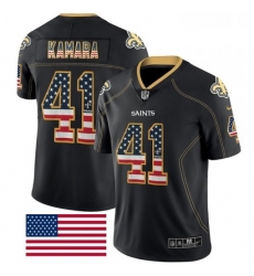 Mens Nike New Orleans Saints 41 Alvin Kamara Limited Black Rush USA Flag NFL Jersey