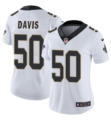 Nike Saints #50 DeMario Davis White Womens Stitched NFL Vapor Untouchable Limited Jersey