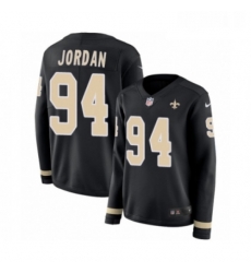 Womens Nike New Orleans Saints 94 Cameron Jordan Limited Black Therma Long Sleeve NFL Jersey