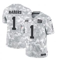 Men New York Giants 1 Malik Nabers 2024 F U S E Arctic Camo Salute To Service Limited Stitched Football Jersey