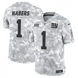 Men New York Giants 1 Malik Nabers 2024 F U S E Arctic Camo Salute To Service Limited Stitched Football Jersey