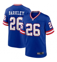 Men New York Giants 26 Saquon Barkley Royal Classic Retired Player Stitched Game Jersey