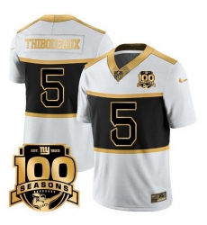 Men New York Giants 5 Kayvon Thibodeaux White Gold 100TH Season Commemorative Patch Limited Stitched Football Jersey