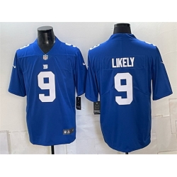 Men New York Giants  9 Isaiah Likely Blue Vapor Untouchable Limited Stitched Jersey