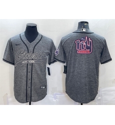 Men New York Giants Grey Team Big Logo With Patch Cool Base Stitched Baseball Jersey