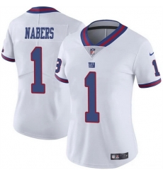 Women New York Giants 1 Malik Nabers White Color Rush Stitched Jersey