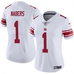 Women New York Giants 1 Malik Nabers White Vapor Stitched Jersey