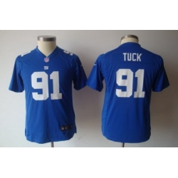 Youth Nike New York Giants 91# Justin Tuck Kids Blue Jersey(S-XL)