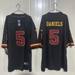 Men Washington Commanders  5 Jayden Daniels Black 2026 Hail Raiser Alternate Vapor Limited Stitched Football Jersey