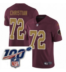 Mens Nike Washington Redskins 72 Geron Christian Burgundy RedGold Number Alternate 80TH Anniversary Vapor Untouchable Limited Stitched 100th anniversary Ne