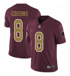 Mens Nike Washington Redskins 8 Kirk Cousins Burgundy RedGold Number Alternate 80TH Anniversary Vapor Untouchable Limited Player NFL Jersey