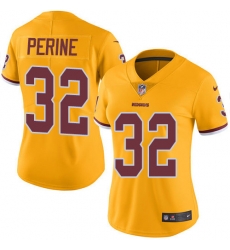 Nike Redskins #32 Samaje Perine Gold Womens Stitched NFL Limited Rush Jersey