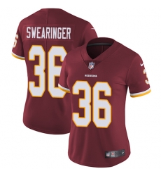 Nike Redskins #36 D J Swearinger Burgundy Red Team Color Womens Stitched NFL Vapor Untouchable Limited Jersey