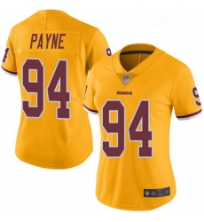 Redskins #94 Da 27Ron Payne Gold Women Stitched Football Limited Rush Jersey