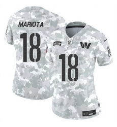 Women Washington Commanders 18 Marcus Mariota 2024 F U S E Arctic Camo Salute To Service