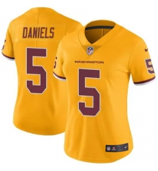 Women Washington Commanders 5 Jayden Daniels Burgundy Rush Stitched Football Jersey