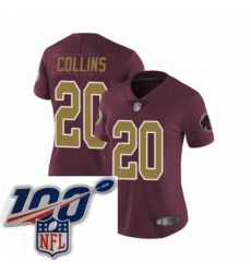 Women Washington Redskins 20 Landon Collins Burgundy Red Gold Number Alternate 80TH Anniversary Vapor Untouchable Limited Stitched 100th anniversary Neck P