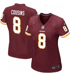 Womens Nike Washington Redskins 8 Kirk Cousins Game Burgundy Red Team Color NFL Jersey