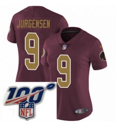 Womens Nike Washington Redskins 9 Sonny Jurgensen Burgundy RedGold Number Alternate 80TH Anniversary Vapor Untouchable Limited Stitched 100th anniversary N