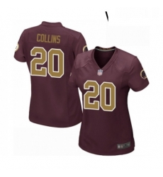 Womens Washington Redskins 20 Landon Collins Game Burgundy Red Gold Number Alternate 80TH Anniversary Football Jersey