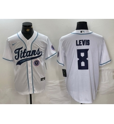 Men Tennessee Titans 8 Will Levis White With Patch Cool Base Stitched Baseball Jersey 1