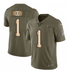 Youth Nike Tennessee Titans 1 Warren Moon Limited OliveGold 2017 Salute to Service NFL Jersey