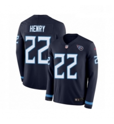 Youth Nike Tennessee Titans 22 Derrick Henry Limited Navy Blue Therma Long Sleeve NFL Jersey