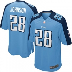 Youth Nike Tennessee Titans 28# Chris Johnson Game LT Blue Color Jersey