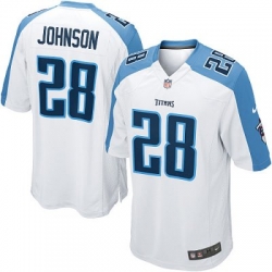 Youth Nike Tennessee Titans 28# Chris Johnson Game White Jersey