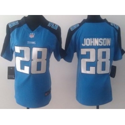 Women Nike Tennessee Titans 28 Chris Johnson Light Blue NFL Jerseys