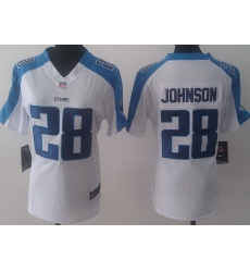 Women Nike Tennessee Titans 28 Chris Johnson White NFL Jerseys